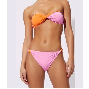 SOLID & STRIPED Pink and Orange Color-Block Bikini